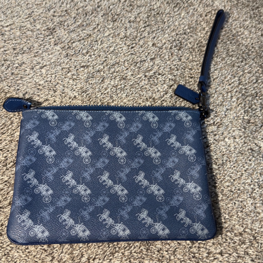 Coach Horse and Carriage Print Small Pouch - Midnight Blue / Navy - Picture 2 of 2